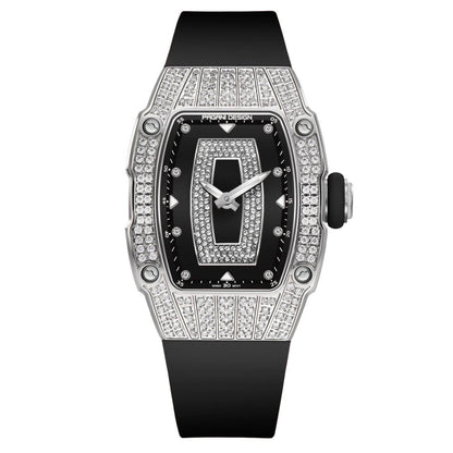 PAGANI DESIGN women's watch with diamond accents and rubber strap