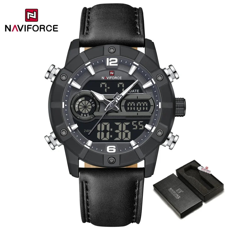 NAVIFORCE NF9263 Chronograph Genuine Leather Strap Watch