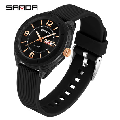 SANDA Quartz Watch for Women Waterproof Auto Date Week Elegant Luxury Ladies Wristwatch Waterproof Analog Women's Watches