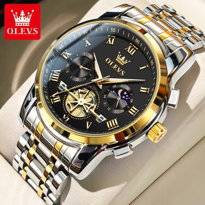 OLEVS 2859 Montre de luxe étanche en acier inoxydable à quartz pour hommes Chronographe Lumineuse Montres-bracelets pour hommes Relojes Para Hombre