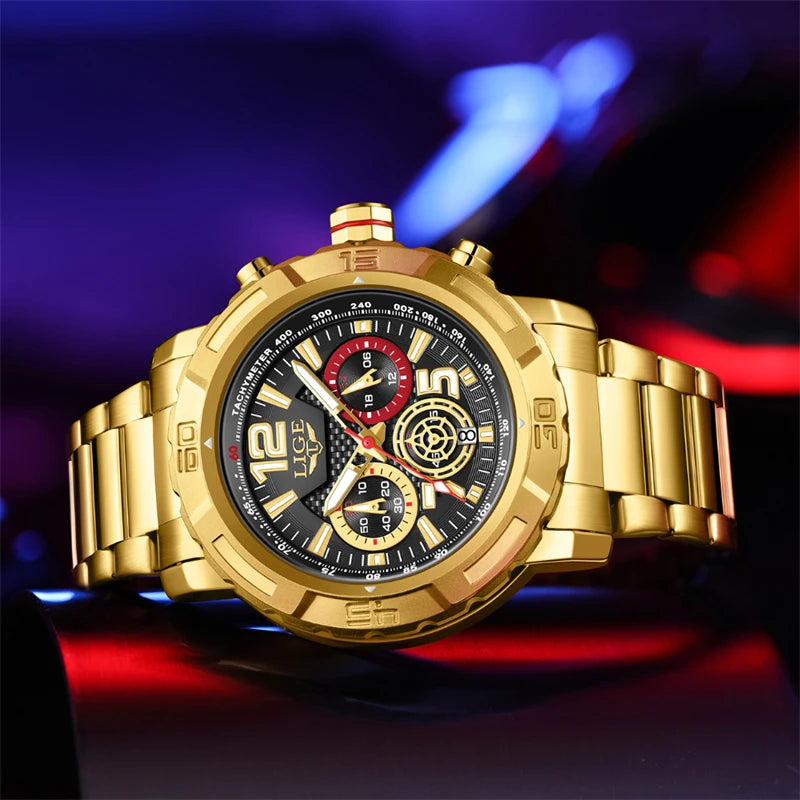 Relogio Masculino LIGE Sport Men Watch Montre Homme de Luxe de Marque Supérieure à Quartz Montre-Bracelet Homme Tendance Militaire Étanche Chronographe Horloge Masculine