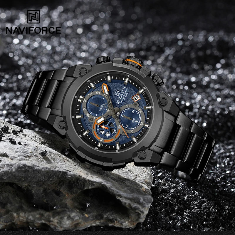 Montre Militaire Homme NAVIFORCE Luxe Étanche Quartz Chronographe Bracelet Montre Masculino Tendance Horloge