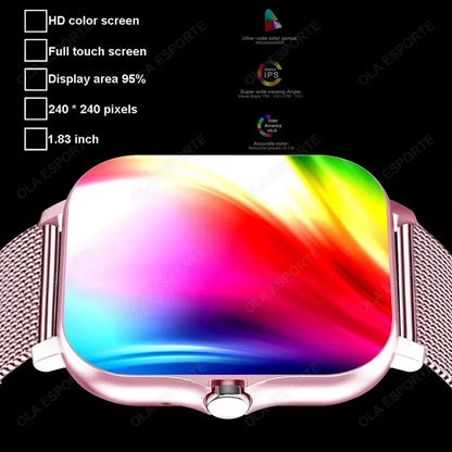 Montre connectée étanche 1,83'' avec réponse aux messages, appels, surveillance du sommeil, podomètre sportif, alertes d'informations pour iPhone Android
