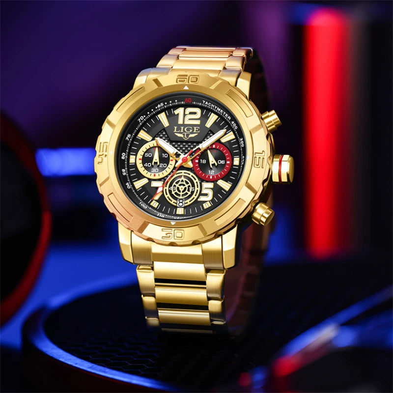 Relogio Masculino LIGE Sport Men Watch Montre Homme de Luxe de Marque Supérieure à Quartz Montre-Bracelet Homme Tendance Militaire Étanche Chronographe Horloge Masculine