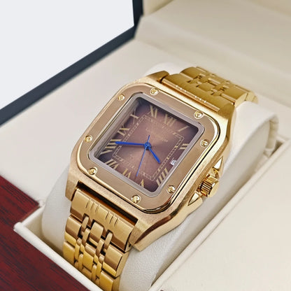 High-End Luxury Square Automatic Mechanical Watch for Men, with Hollow Butterfly Clasp, Fashionable Business Casual Versatile Stylish Men's Wristwatch, Suitable for Wearing in Various Occasions, the First Choice Gift for Your Boyfriend on Valentine's Day