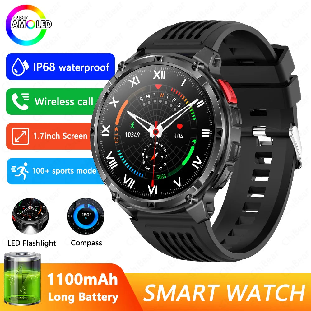 2026 New T-Rex3 Ultra 1100mAh Super Capacity Battery Adult Men Smart Watch 1.7" Large Screen Call 5ATM Waterproof Sports Watches