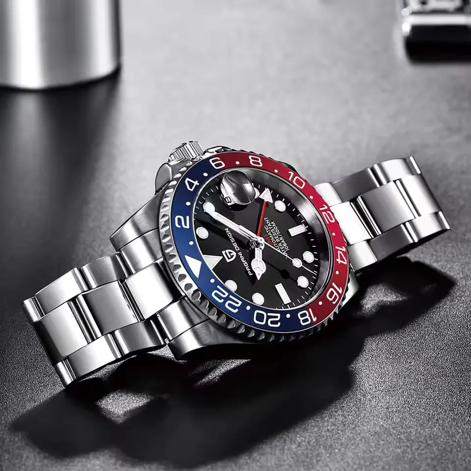 Nouvelle PD-1662 PAGANI DESIGN Montre-bracelet automatique GMT en acier inoxydable, étanche 100M, pour homme, montre mécanique haut de gamme 40mm