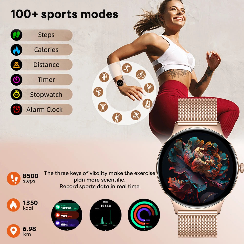 2026 Nouvelle Montre Connectée Ultra Mince 7.9MM Femmes Écran Toujours Affiché Temps Bracelet Sport Appel Bluetooth Montres Intelligentes Mode ios