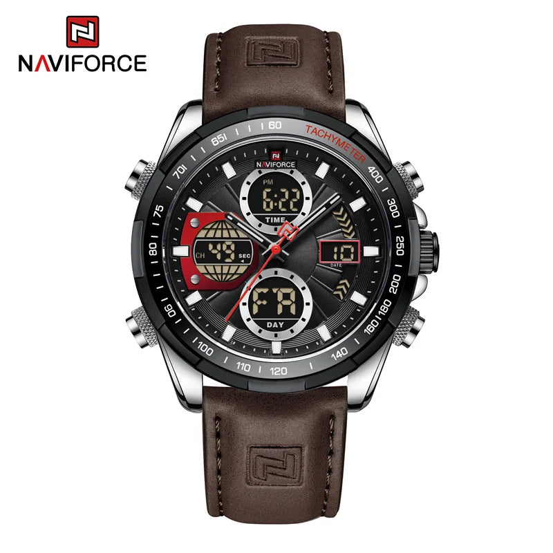 Montre Militaire NAVIFORCE pour Homme Chronographe Multifonction Sport Étanche 3ATM avec Alarme Affichage Jour et Date Cadeaux pour Hommes Horloge