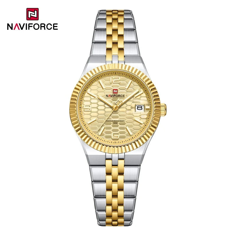 NAVIFORCE Montre de sport pour femmes, haute qualité, étanche, en acier inoxydable, horloge romantique, montre-bracelet à quartz pour dames, Reloj Mujer