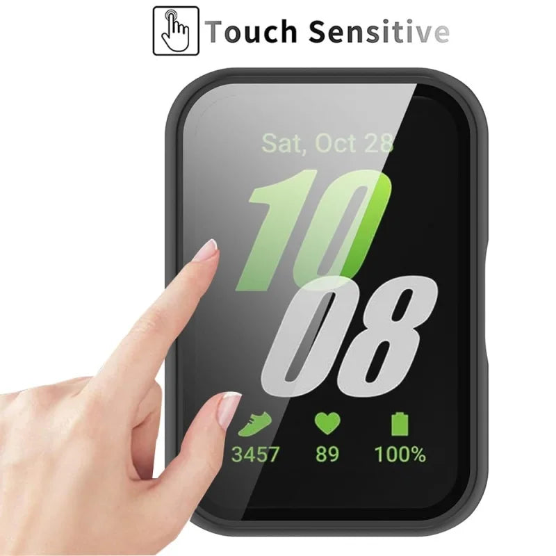 Watch Case for Samsung Galaxy Fit 3 Tempered Glass Screen Smartwatch Protector Hard PC Bumper+Glass for Galaxy Fit3 Accessories