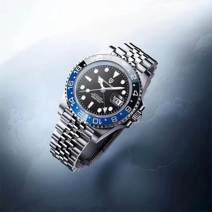 Montre-bracelet automatique PAGANI DESIGN 40 mm GMT Acier inoxydable Étanche Hommes Montre de marque supérieure Montres mécaniques de sport Hommes PD-1662