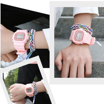 Montre de sport YIKAZE pour garçons et filles, montre électronique à LED pour étudiants, montre numérique carrée colorée pour hommes et femmes, montre étanche en caoutchouc