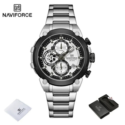 Montre Militaire Homme NAVIFORCE Luxe Étanche Quartz Chronographe Bracelet Montre Masculino Tendance Horloge