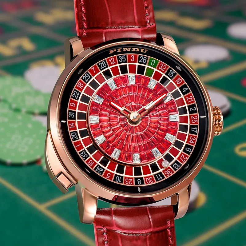PINDU P6663 Roulette Dial Mechanical Watch Red Top