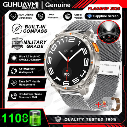Montre connectée 2026 New T-Rex3 Pro 1100mAh Batterie GPS 5ATM Étanche Sport Course Extérieur Boussole Militaire