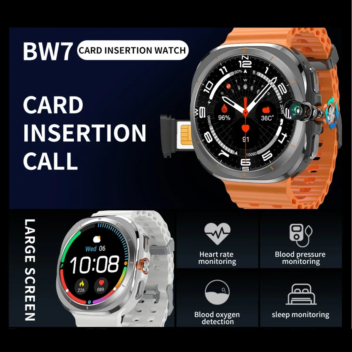 La montre connectée BW7 est dotée d'un suivi sportif et de fitness multifonctionnel avec un écran AMOLED de 1,46 pouce pour le suivi de la santé