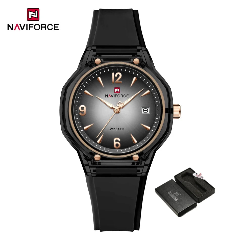 NAVIFORCE Montres de Luxe pour Femmes 2026 Montre-Bracelet à Quartz Tendance avec Calendrier Étanche Lumineuse
