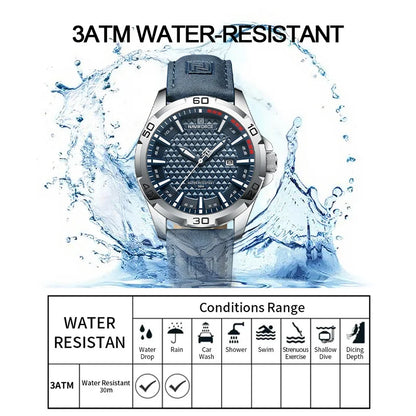 NAVIFORCE – Montres à Quartz Tendance pour Hommes, Bracelets en Cuir, Sport, Étanche, Calendrier, Horloge Relogio Masculino