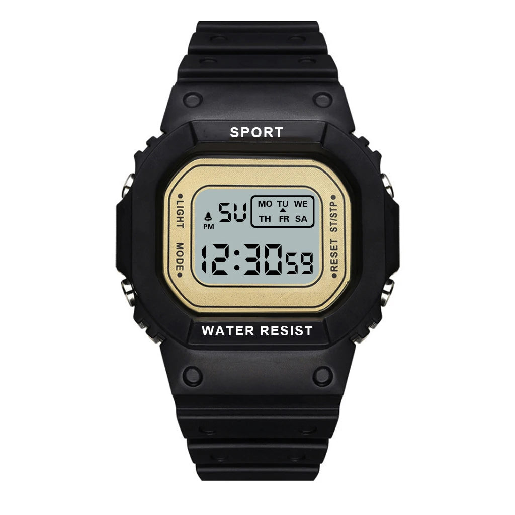 Montre de sport YIKAZE pour garçons et filles, montre électronique à LED pour étudiants, montre numérique carrée colorée pour hommes et femmes, montre étanche en caoutchouc