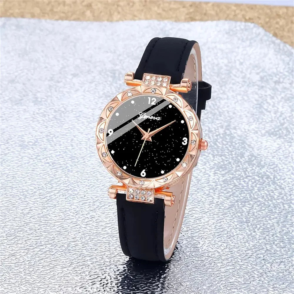 Montres pour femmes, ensemble de 5 pièces, montres-bracelets élégantes et luxueuses en strass pour femmes, montre à quartz pour fille, bracelet-montre, cadeau