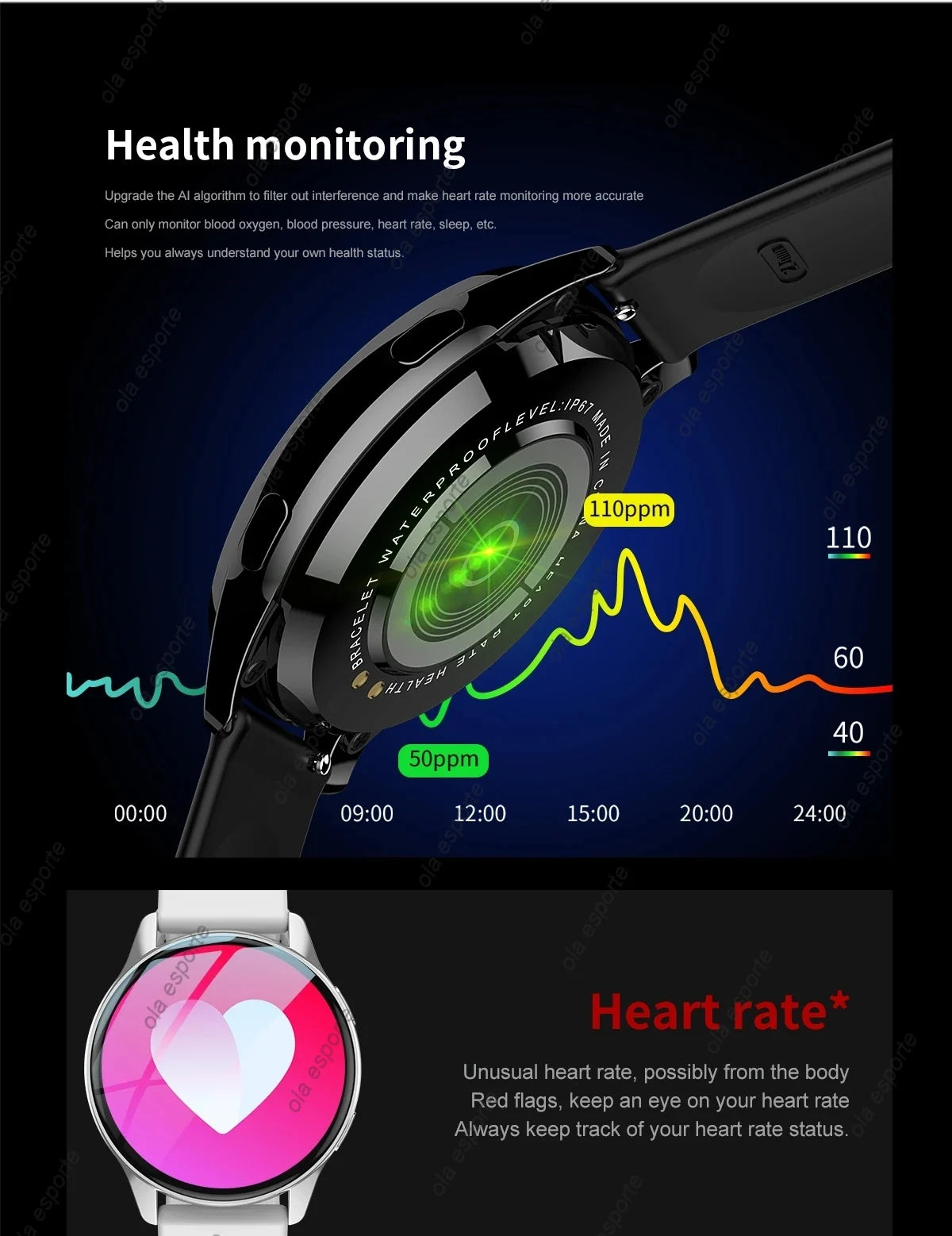 Montre Connectée Bluetooth Pro Appel 1,39 Pouces Cadrans Personnalisés Musique Sport Homme Femme Montre 6 Moniteur de Santé Smartwatch Pour Android IOS