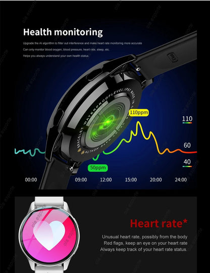 Montre Connectée Bluetooth Pro Appel 1,39 Pouces Cadrans Personnalisés Musique Sport Homme Femme Montre 6 Moniteur de Santé Smartwatch Pour Android IOS