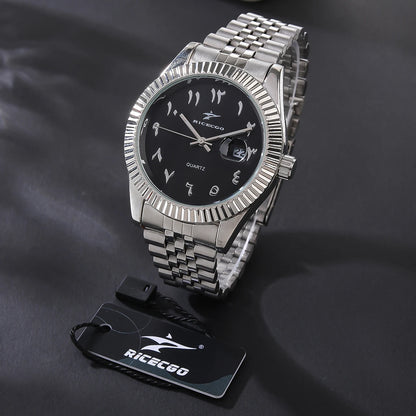 Sports Stainless Steel Quartz Watch Men's Fashion Luxury Business Wristwatch Chronograph Reloj for Men Women Birthday Gift