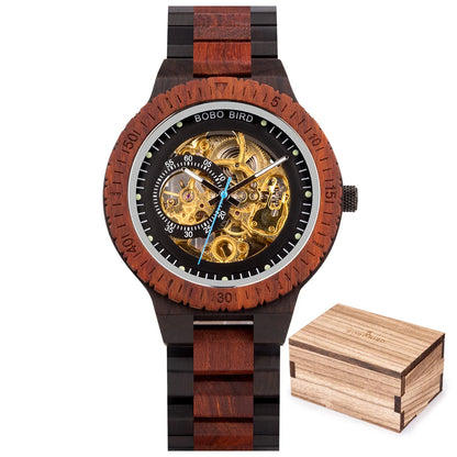 BOBO BIRD Montre Mécanique en Bois Homme Relogio Masculino Grandes Montres Homme Marque de Luxe Montres bracelet homme Dropshipping