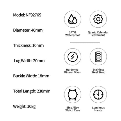 NAVIFORCE NF9276S Zinc Alloy Case Stainless Steel Band Watch