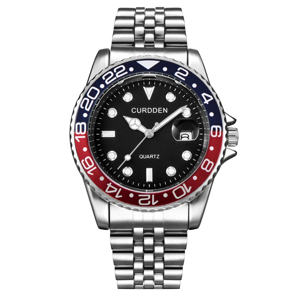 Montres Hommes Marque Célèbre Étudiants Garçons Mode Bracelet Acier Inoxydable Décontracté Calendrier Montre à Quartz Vert Relogios Masculinos 2024