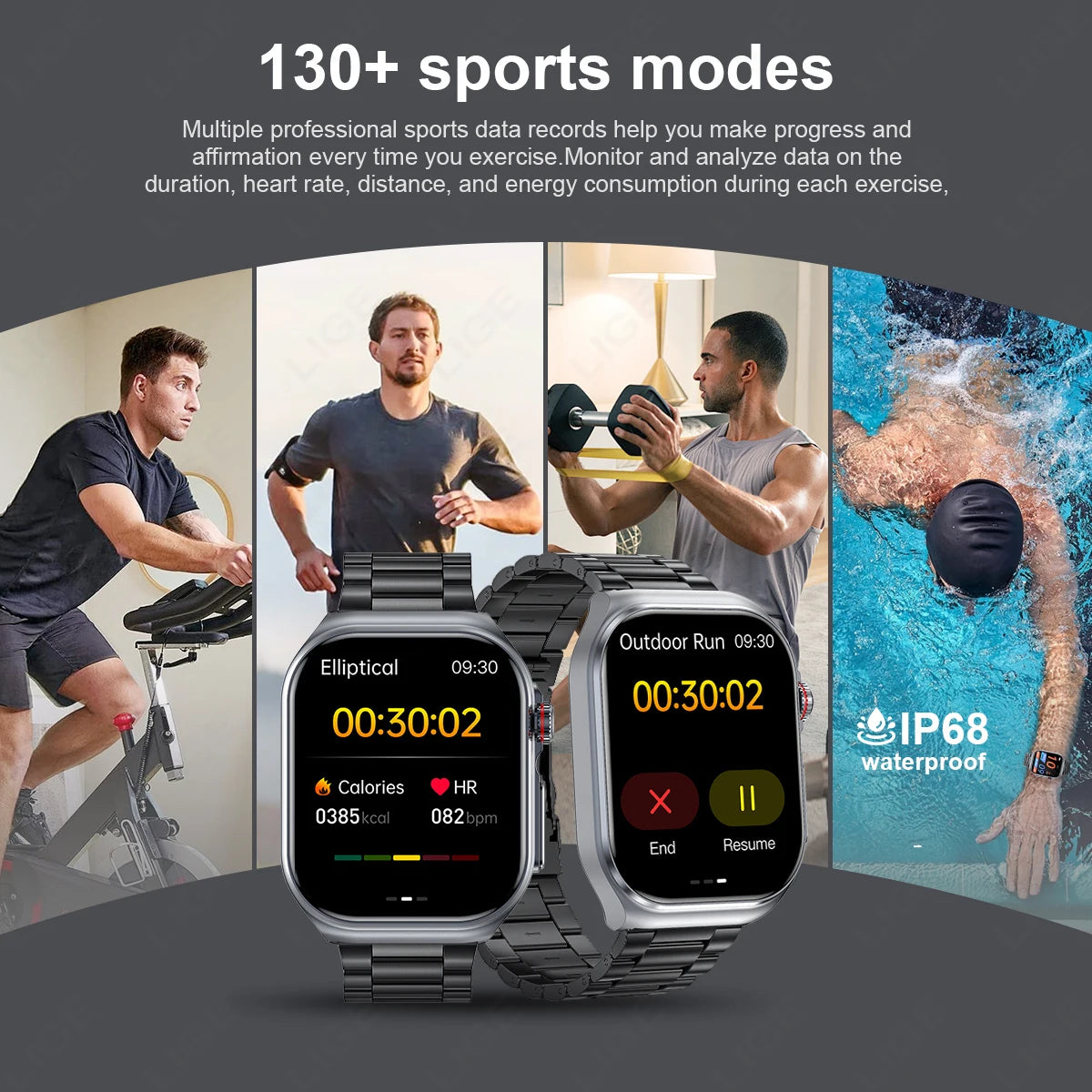 Montre intelligente LIGE AMOLED ET585 pour hommes avec ECG, surveillance de la composition sanguine, appels Bluetooth, suivi de la condition physique pour femmes, smartwatch.