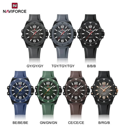 Nouvelle montre homme NAVIFORCE, style mode, mouvement à quartz de luxe, bracelet sport en silicone, étanche et lumineuse, cadeau pour homme