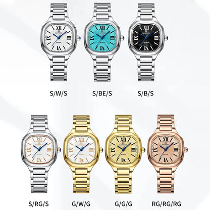 NAVIFORCE Montre de luxe pour femme, cadran carré, quartz, étanche, en acier inoxydable