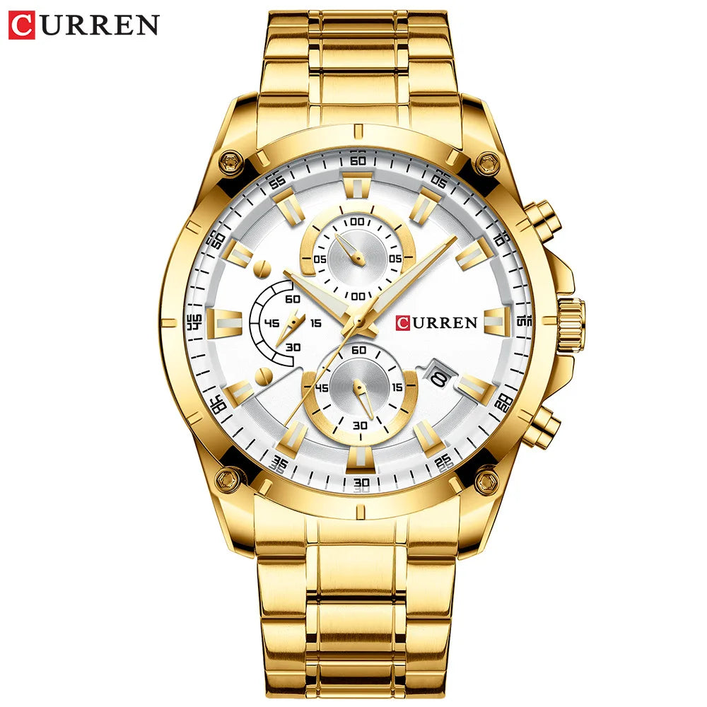 Montre-bracelet homme à quartz CURREN 8360, étanche, de style professionnel, minimaliste, en acier inoxydable, multifonction, six aiguilles, avec calendrier