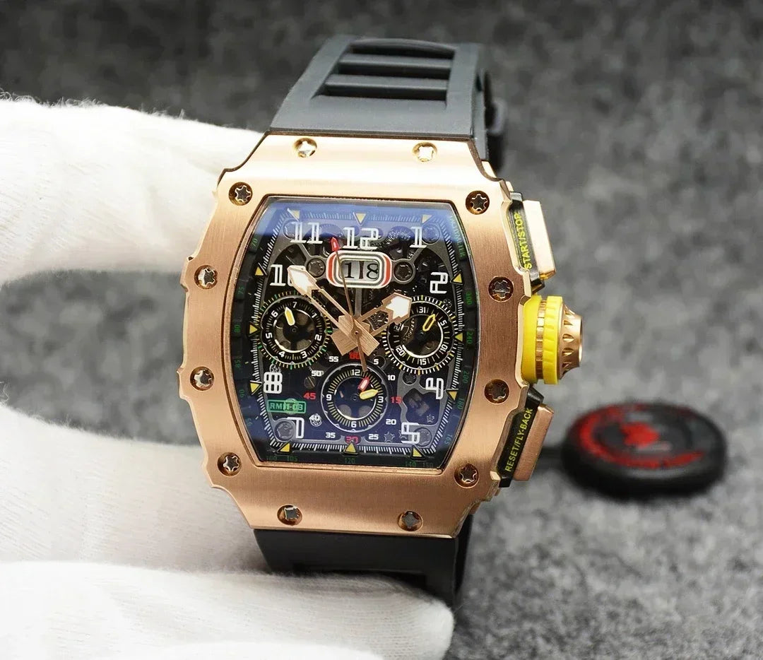 Montre RM en forme de tonneau de haute qualité, marque de luxe supérieure pour montre mécanique homme, montre automatique homme Montre Homme