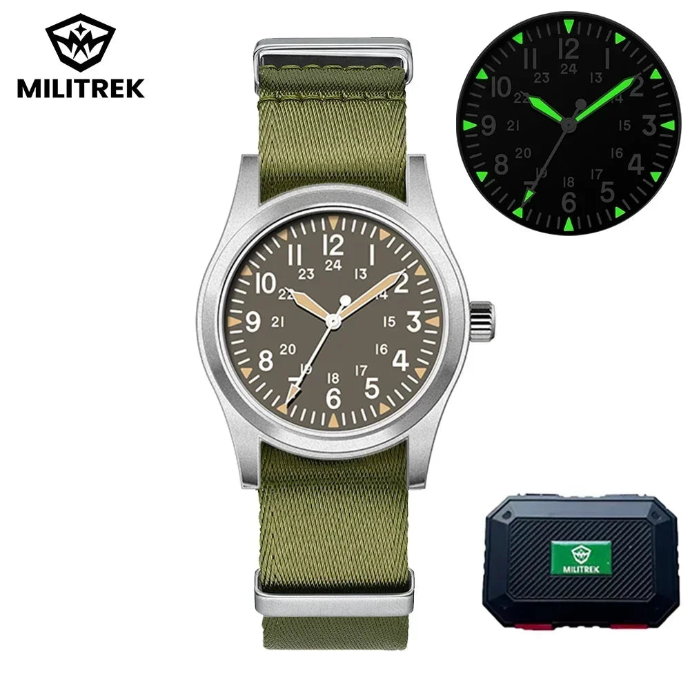 Montre Homme MILITREK 2026 Nouvelle Montre Militaire Rétro Quartz VH31 37mm Saphir Acier Inoxydable Étanche 100m Lumineux C3 Reloj Hombre