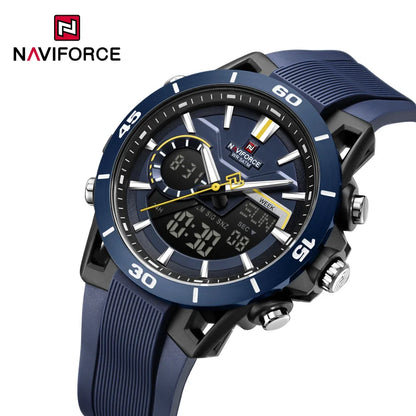 Montre homme décontractée NAVIFORCE de haute qualité, double affichage, sport, étanche, avec compte à rebours, chronographe et réveil, Reloj Hombre