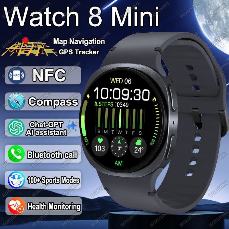 2025 Nouvelle Montre Connectée 8 Mini GPS Traceur Smartwatch Hommes Femmes Navigation par Carte Appel Bluetooth NFC IP68 Étanche Boussole Sport Montre Intelligente