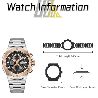 NAVIFORCE Montre Homme Quartz Top Marque Luxe Lumineux Chronographe Montre-Bracelet Acier Inoxydable Étanche Hommes Date Calendrier Horloge