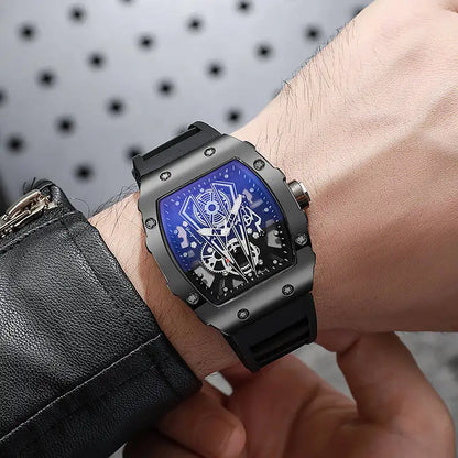 1/2 Montres homme tendance Montre de luxe à grand cadran à quartz Montre de sport décontractée à bracelet en silicone Reloj Hombre (sans boîte)