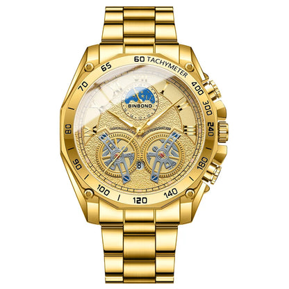 BINBOND Montre-bracelet de luxe pour homme à quartz, cadran décoratif élégant, décontractée, militaire, sport, étanche, horloge pour homme