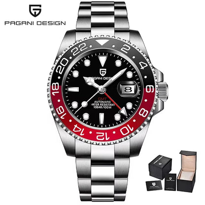 Montre Homme PAGANI DESIGN GMT 40mm Automatique Verre Saphir Acier Inoxydable Étanche Top Marque Cadeau RelogioMasculino