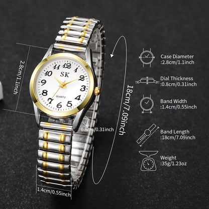 Montres Élégantes pour Femmes à Petit Cadran, Montre à Quartz Tendance avec Bracelet Élastique, Reloj Mujer (Sans Boîte)
