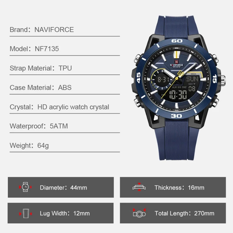 NAVIFORCE 2026 NF7135 Analog LCD Chronograph Watch