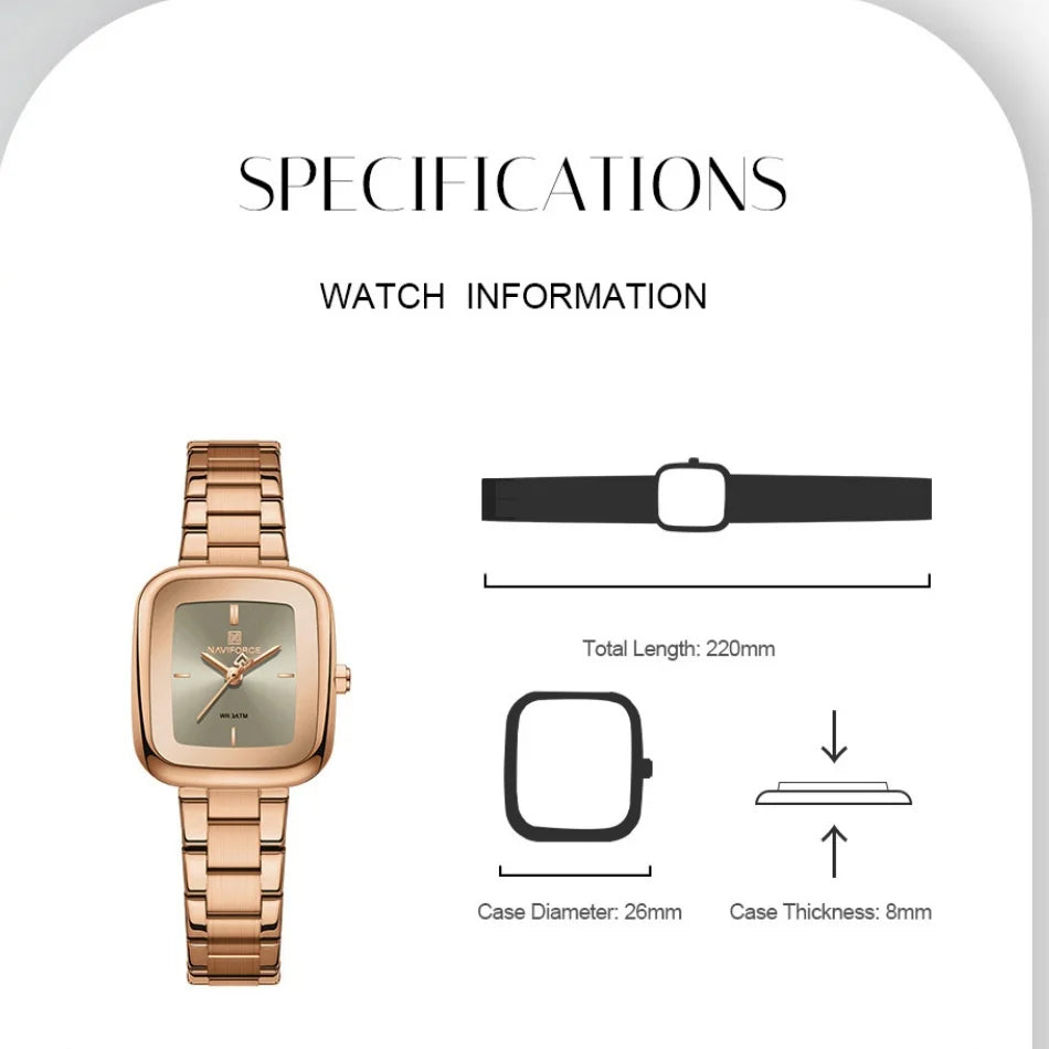 Montre-bracelet NAVIFORCE NF5075 décontractée pour femme avec bracelet en acier inoxydable résistant