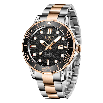 2026 LIGE Nouvelle Montre Homme D'Affaires Grande Marque Luxe Montre de Plongée Pour Hommes Étanche Date Horloge Montre de Sport Relogio Masculino+Boîte