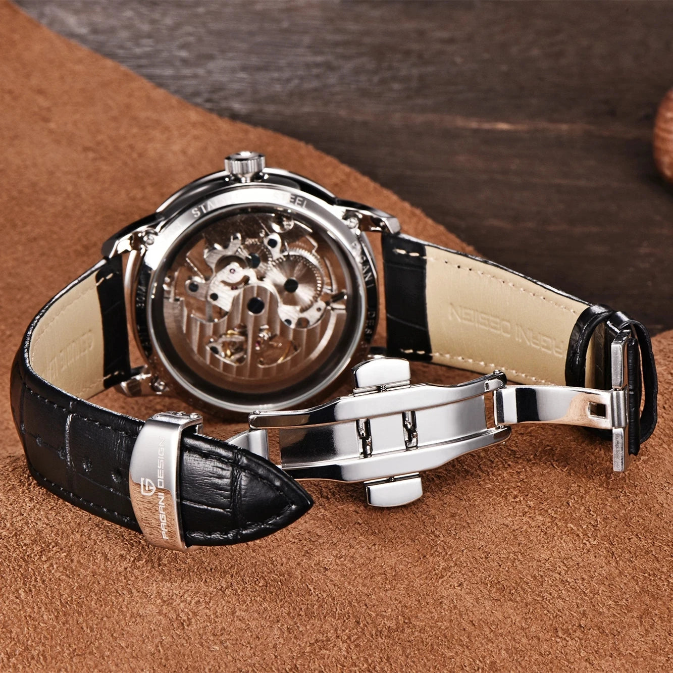 ChronoState Monarch Hollow Automatic Skeleton Leather Watch for Men