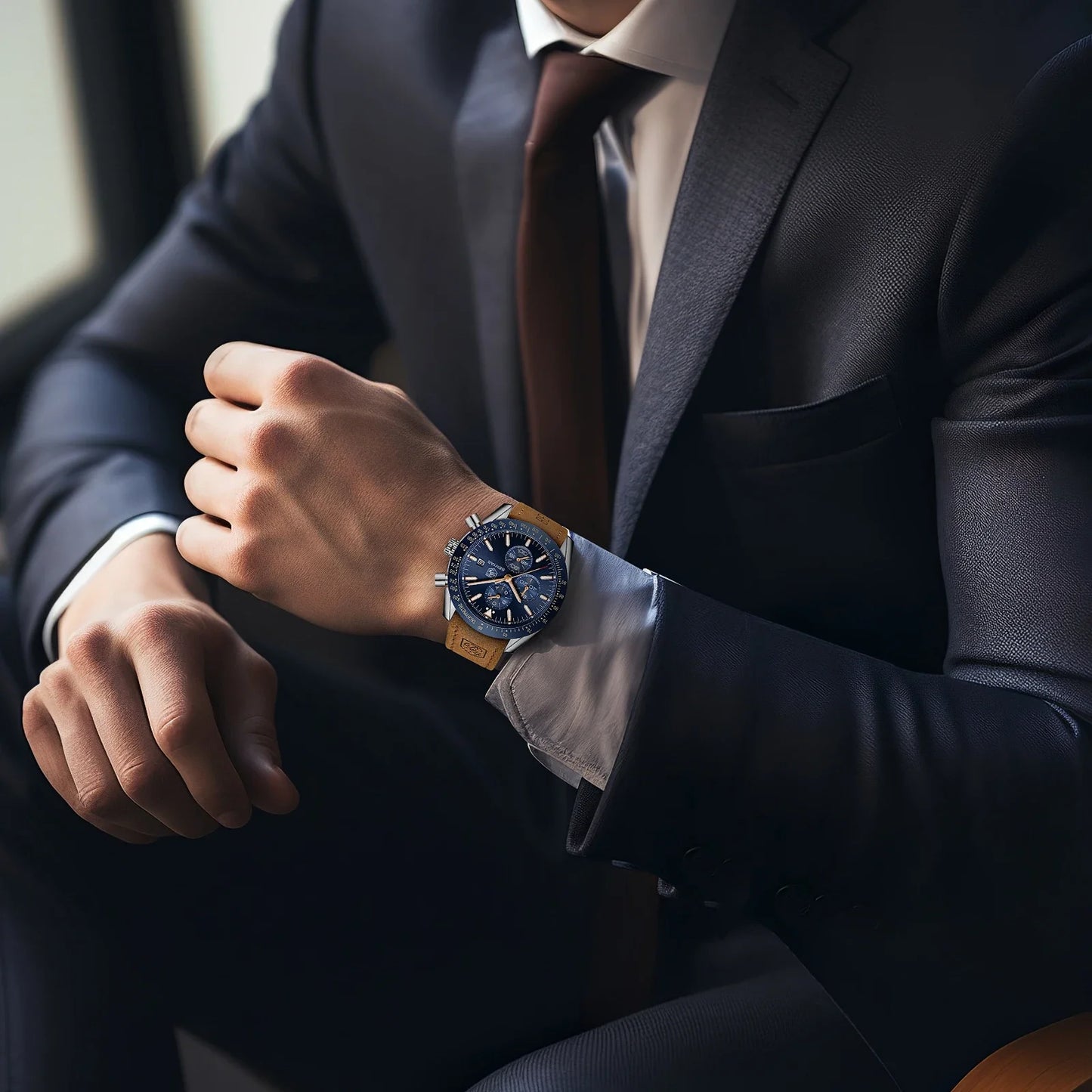 SAPPHERO Chronicle 5140 Classic Leather Strap Watch