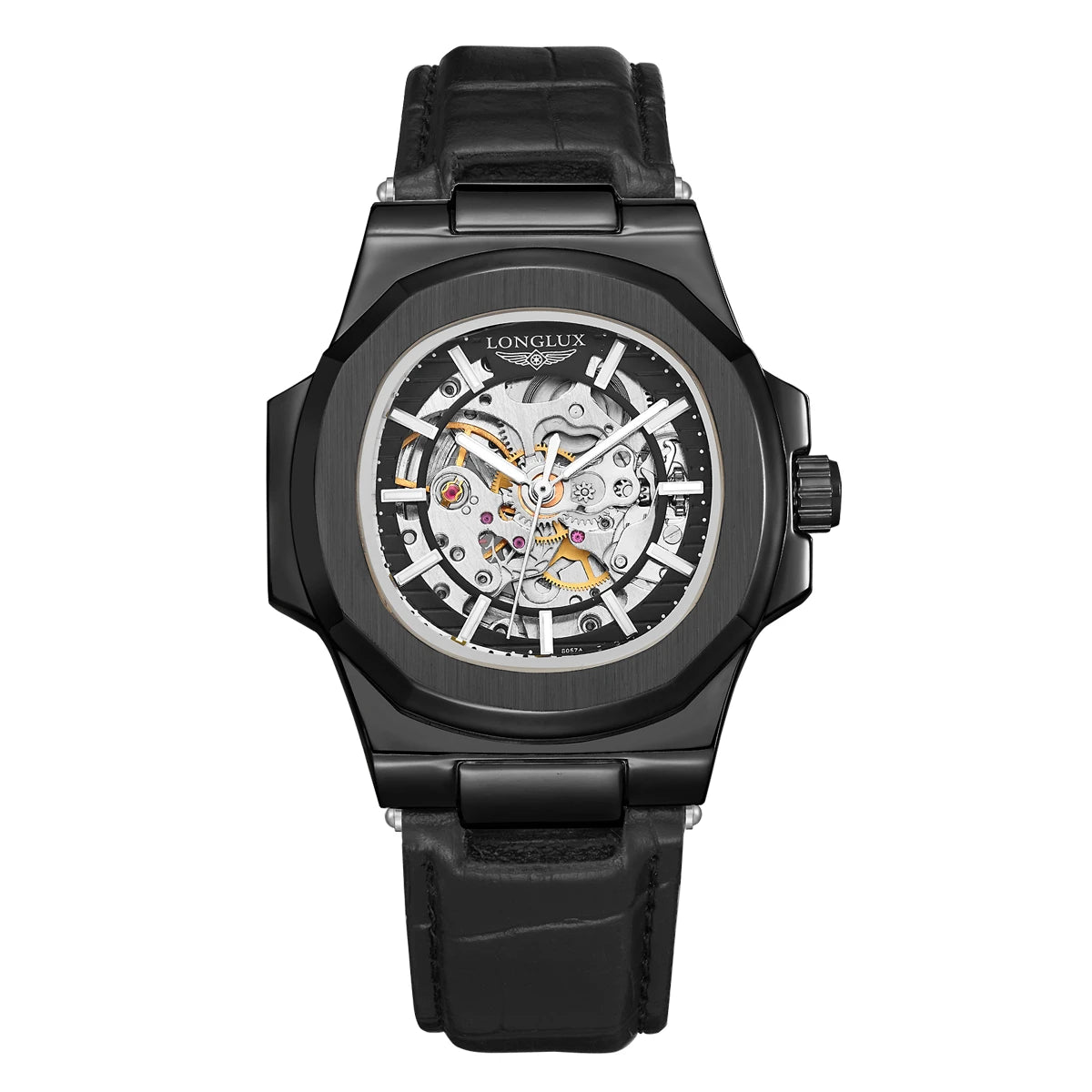 Men automatic watch waterproof outdoors simple luxury mechanical watches wholesale skeleton leather leisure mens watch gift